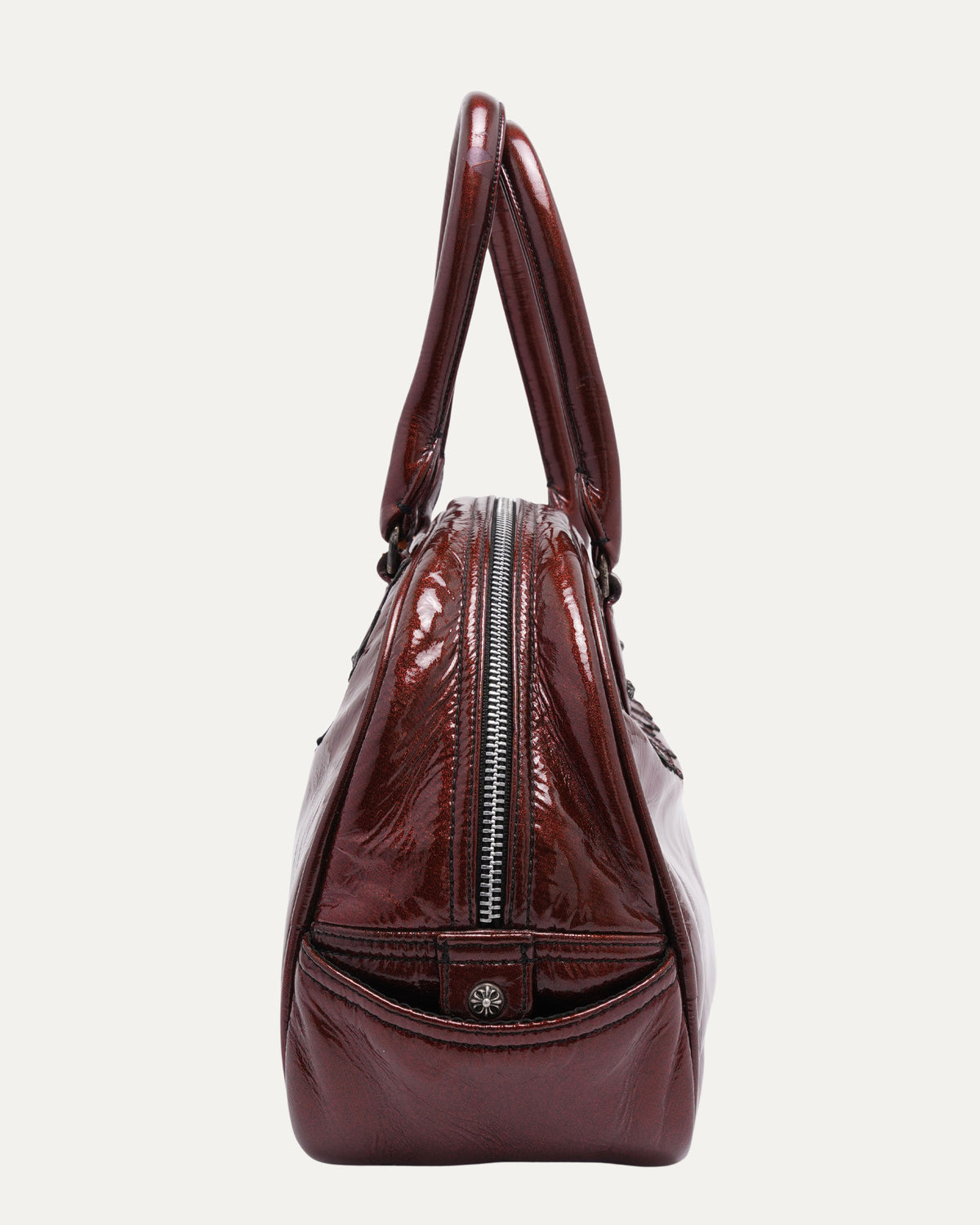 Galaxy Red Silver Embellished Cross Patch Bowling Bag