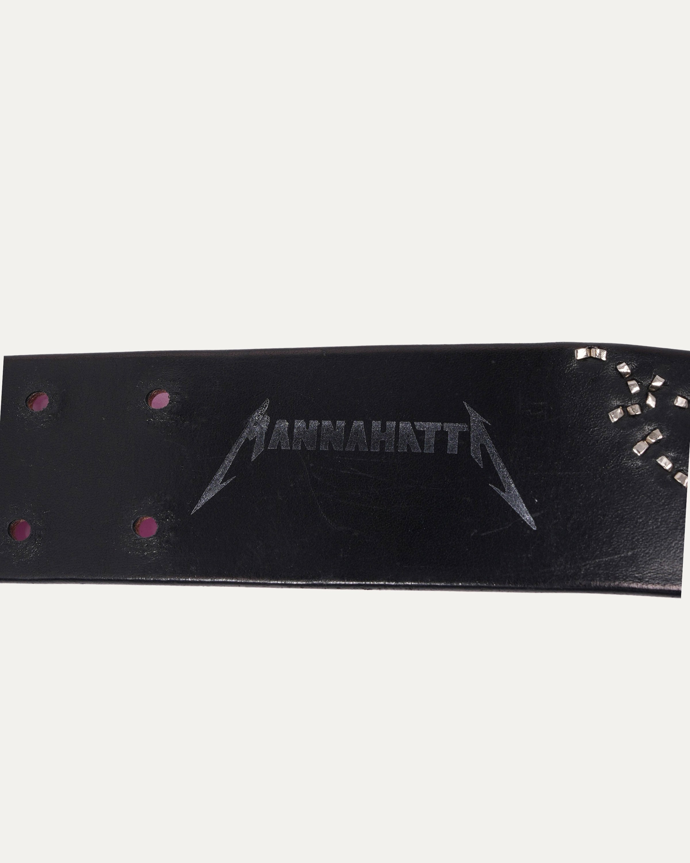 Studded Leather Cow Hair Inlay Belt