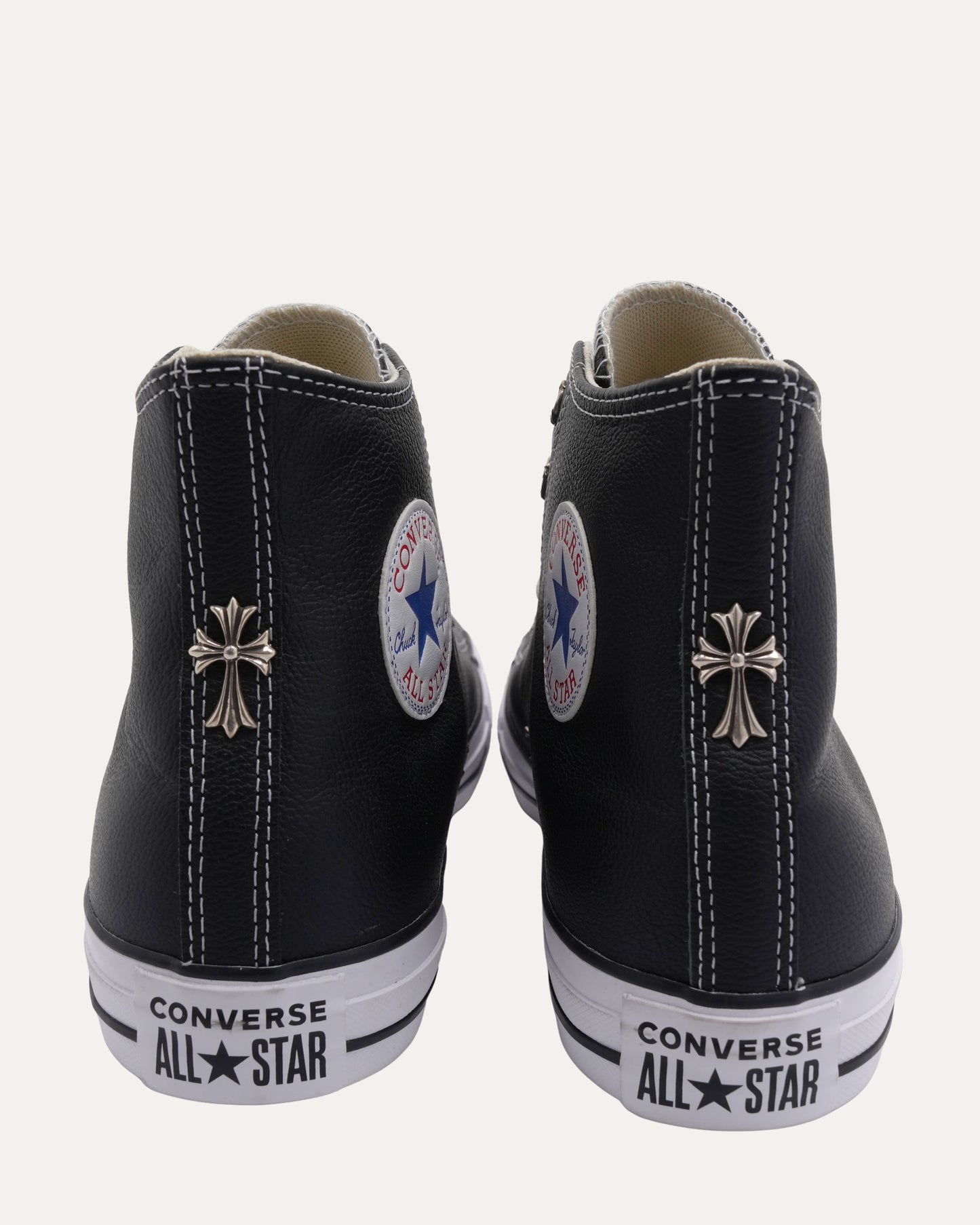 Cross Embellished Leather Chuck Taylor Sneakers