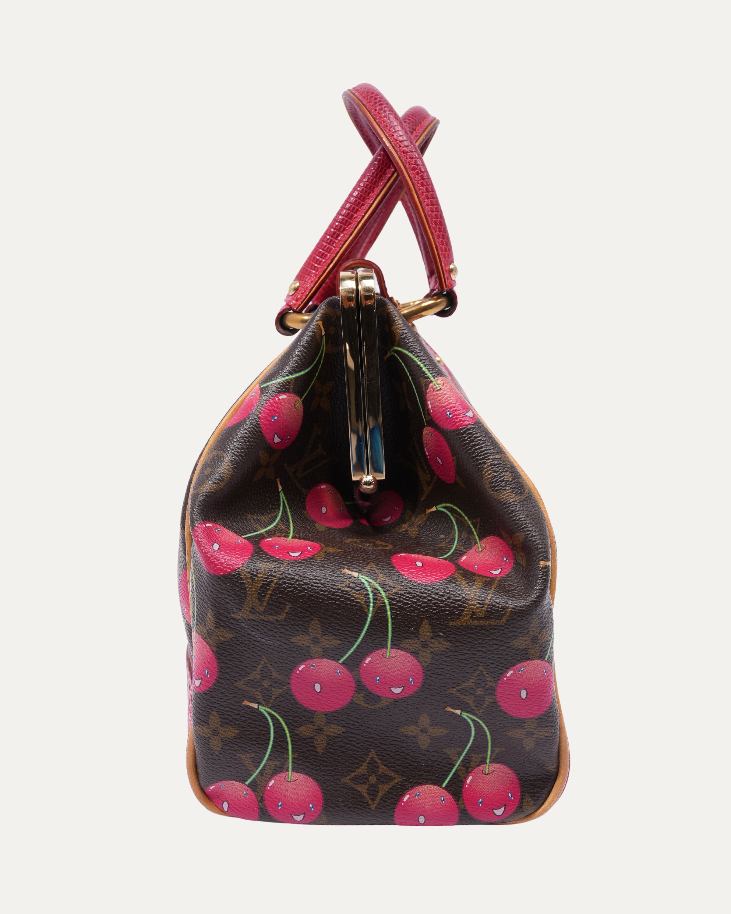 Murakami Monogram Cerises Lizard Sac Fermoir MM