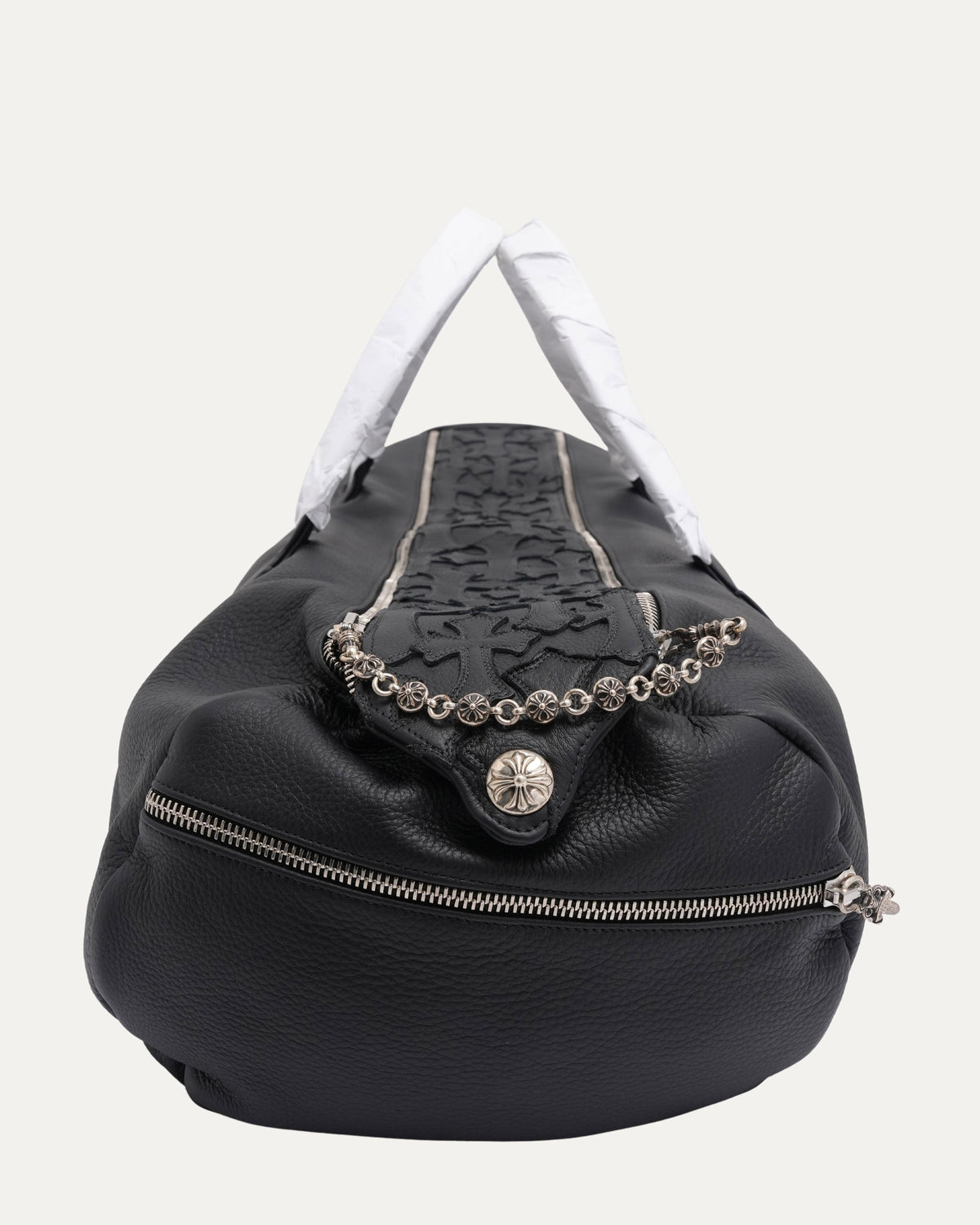 Leather Cross Patch Duffle Bag