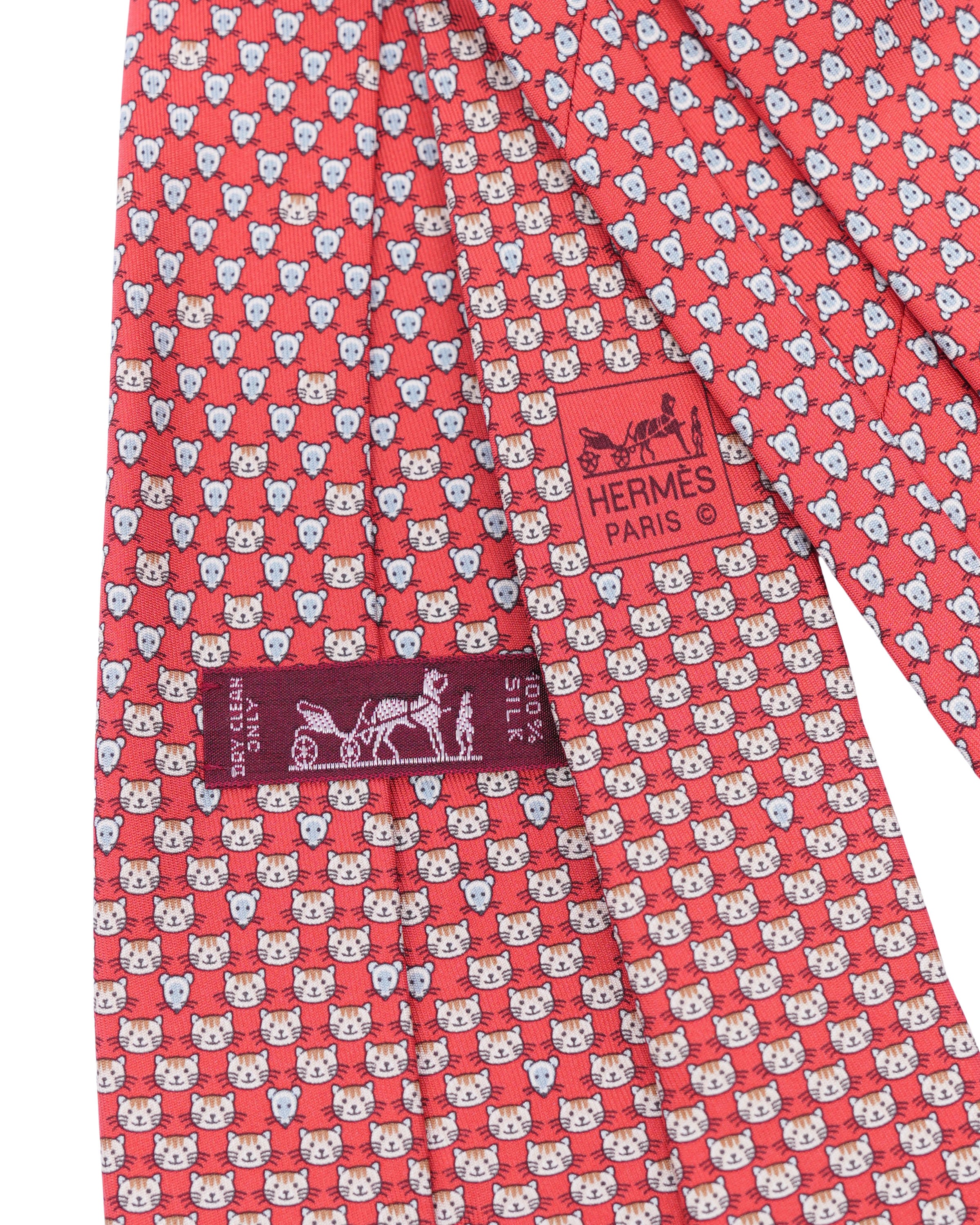 Cat & Mouse Printed Silk Tie