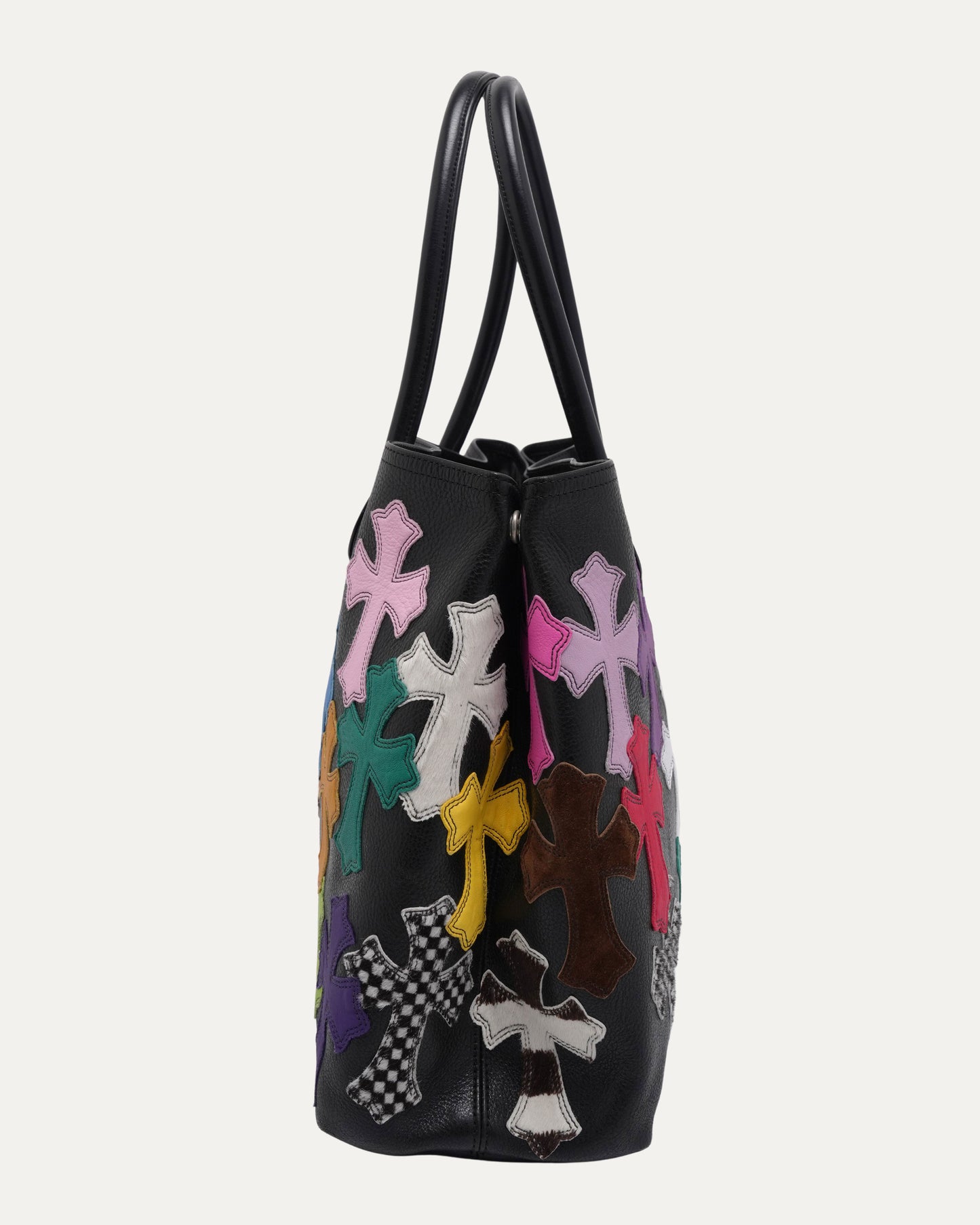 Multicolor Cross Patch Tote Bag