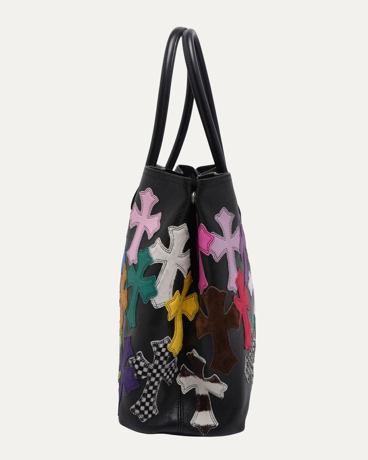 Multicolor Cross Patch Tote Bag