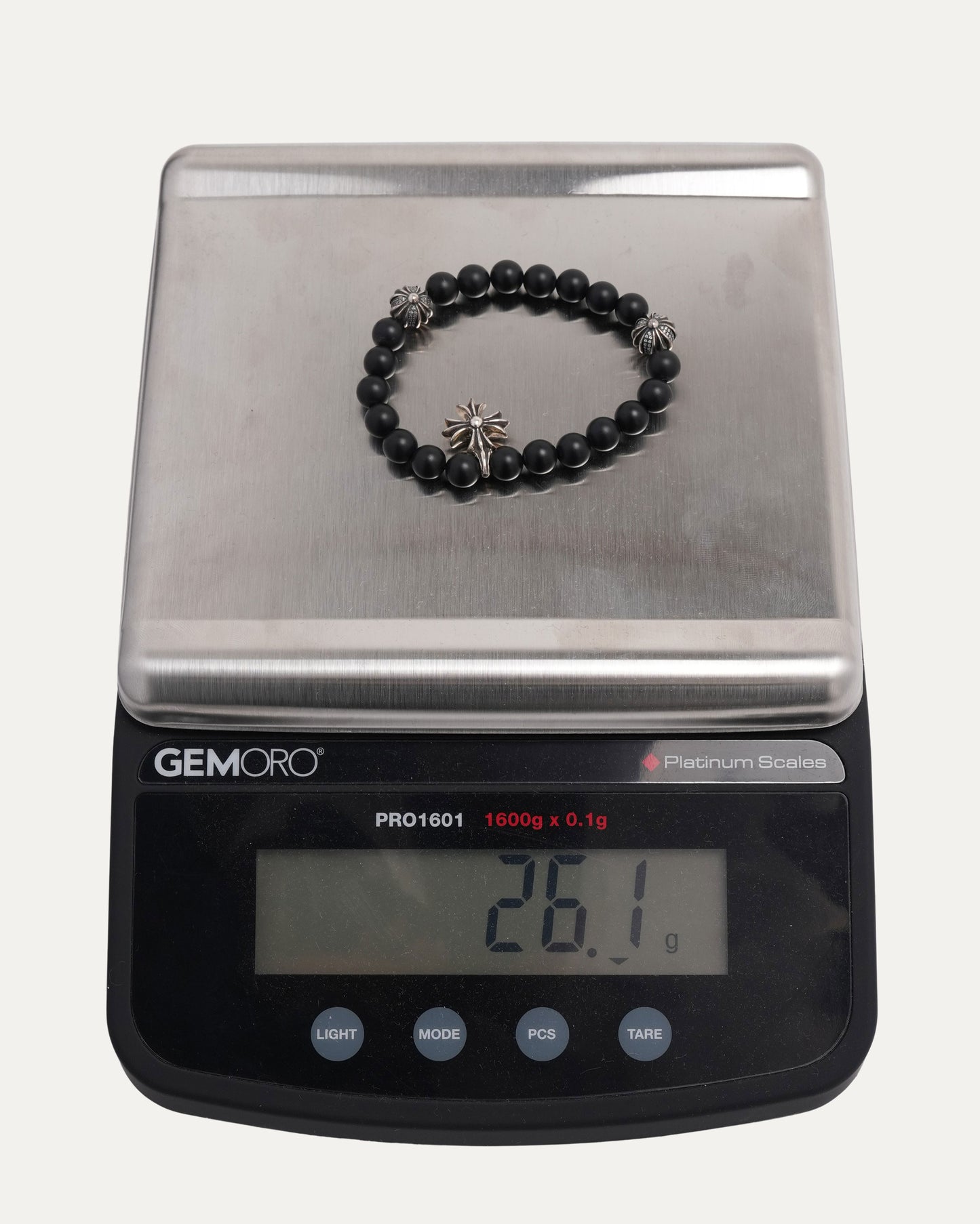 Plus Cross Black Diamond Bead Bracelet Matt Onyx Beads