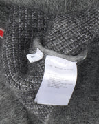 Tonal Grey Buffalo Check Funmix Super Kid Mohair 4-Bar Sweater