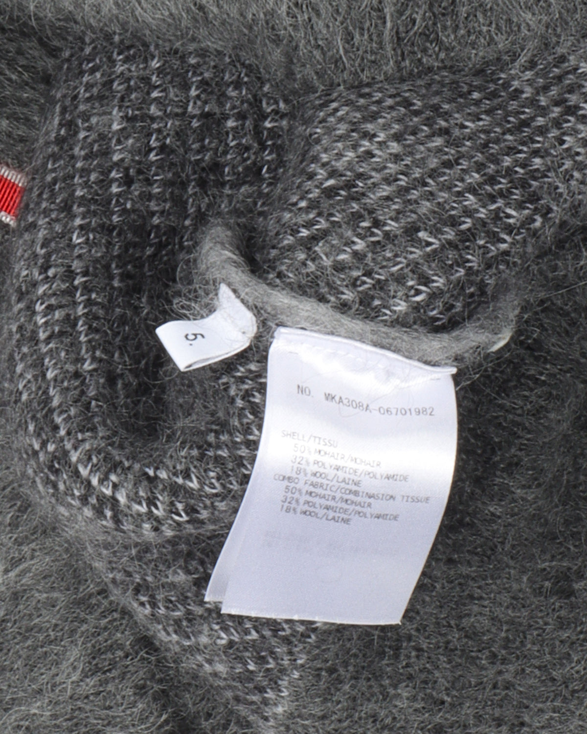 Tonal Grey Buffalo Check Funmix Super Kid Mohair 4-Bar Sweater