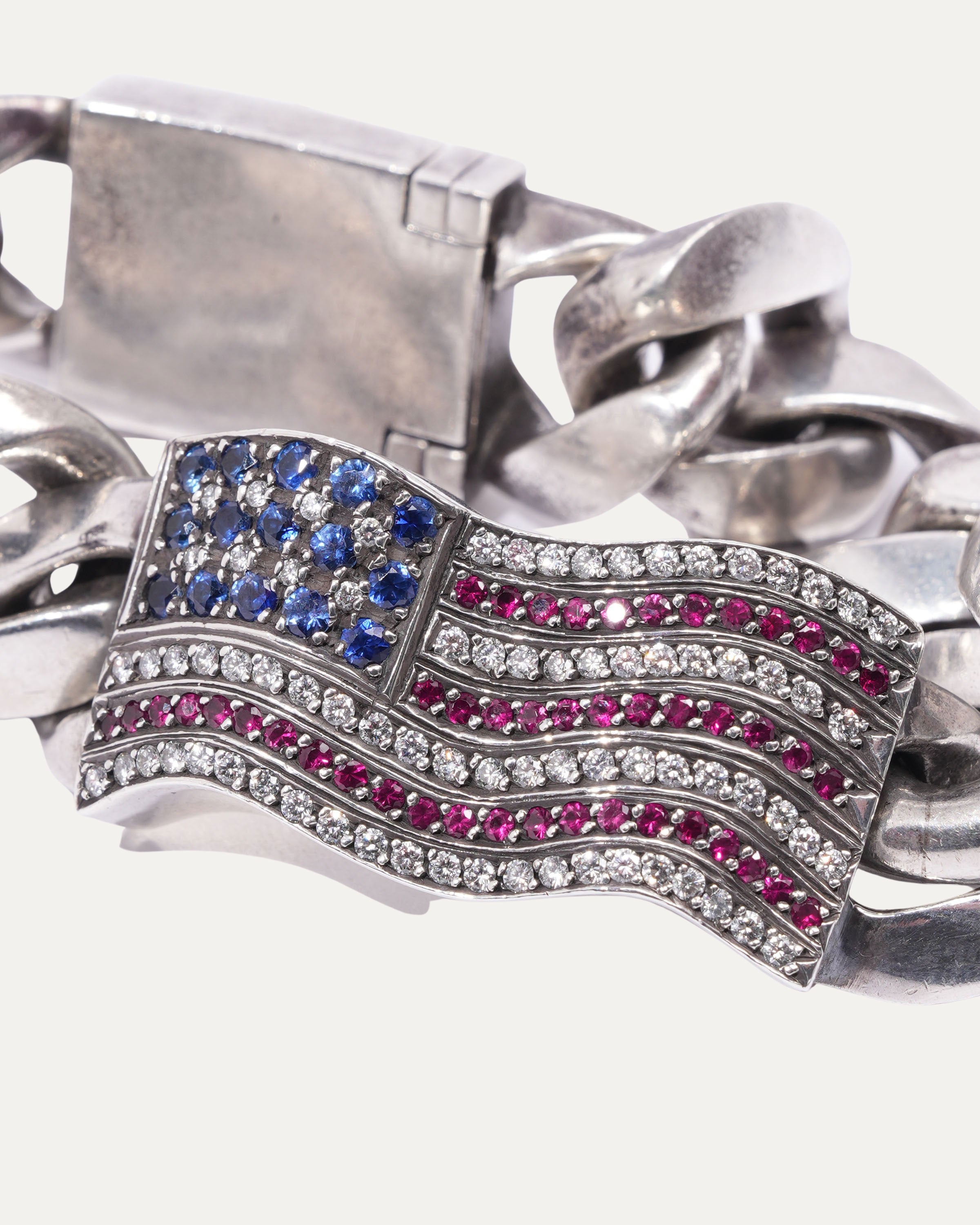 Diamond American Flag ID Bracelet