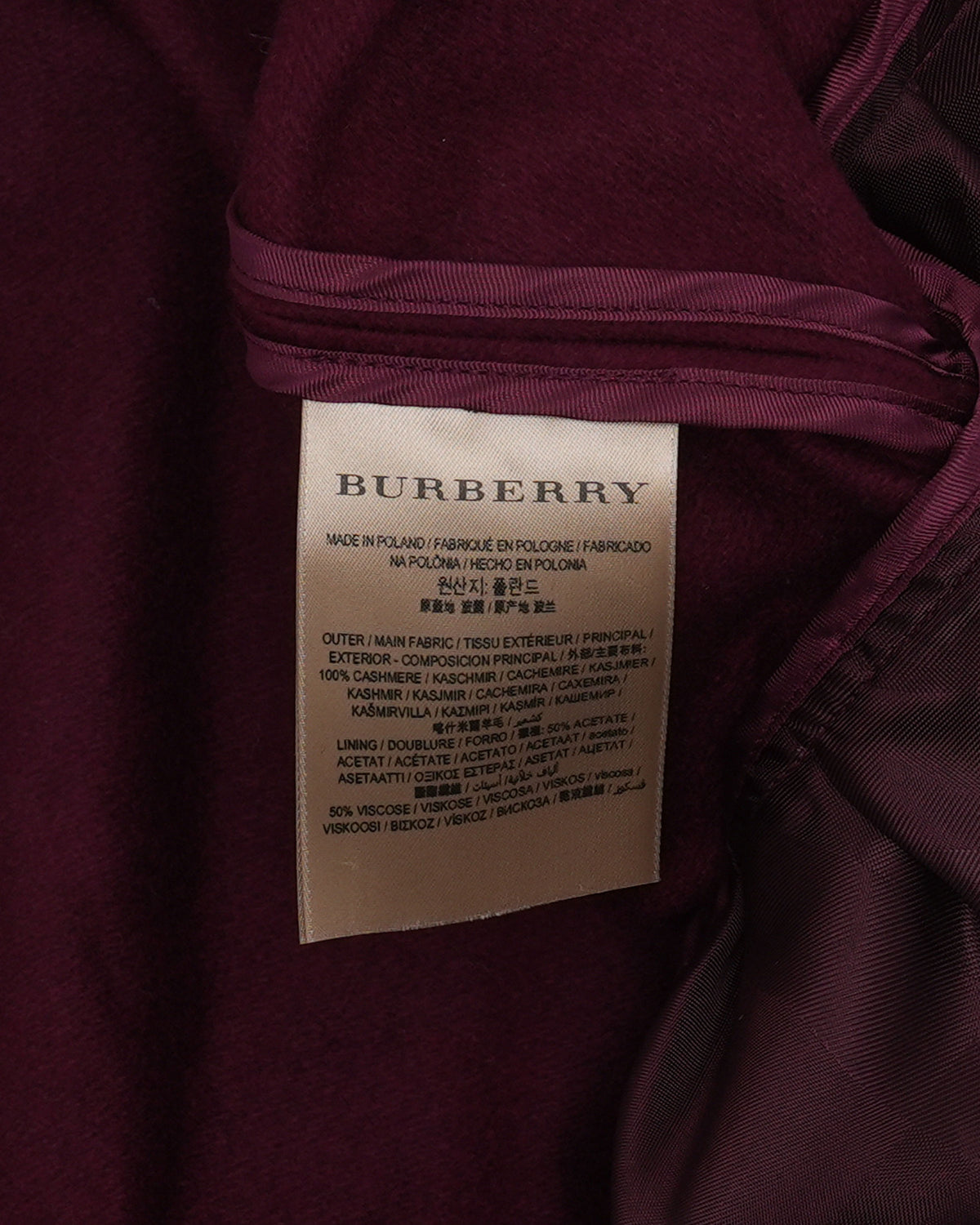Cashmere Oxblood Cape