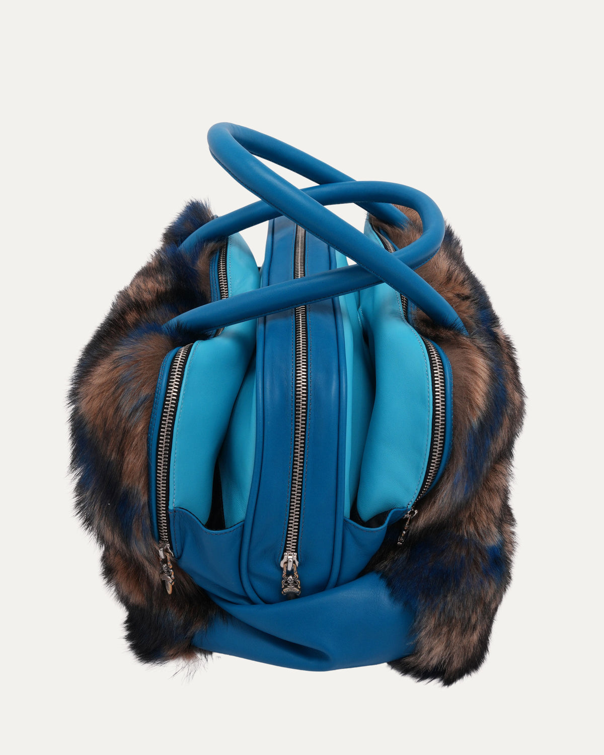 Embellished Cross Patch Fur Bag