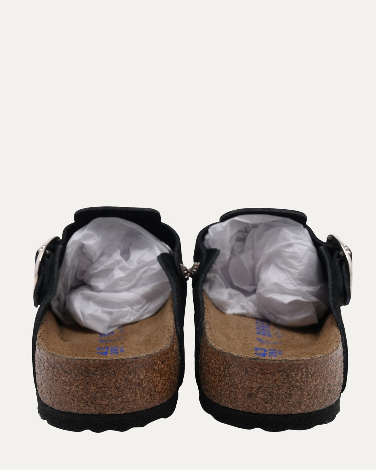 Cross Embellished Birkenstock Boston Suede Mule