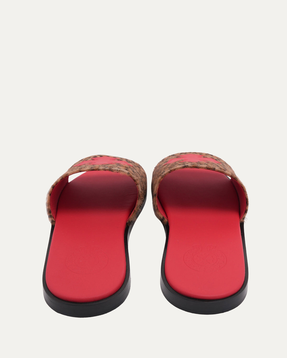 Plus Cross Patch Leopard Slides