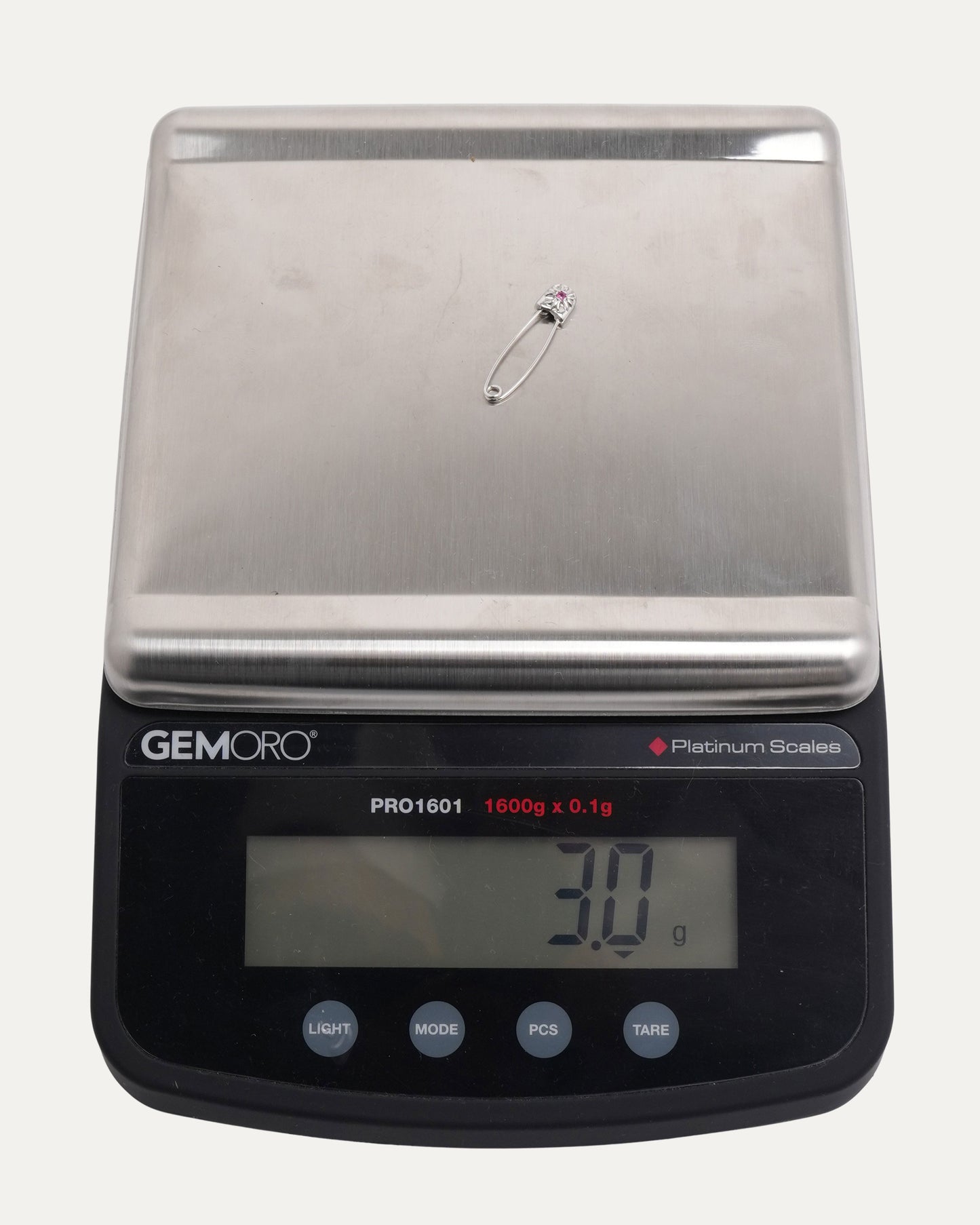 White Gold Pink Sapphire Safety Pin