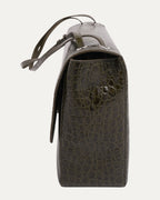 Embossed Crocodile Maxi Flap Bag