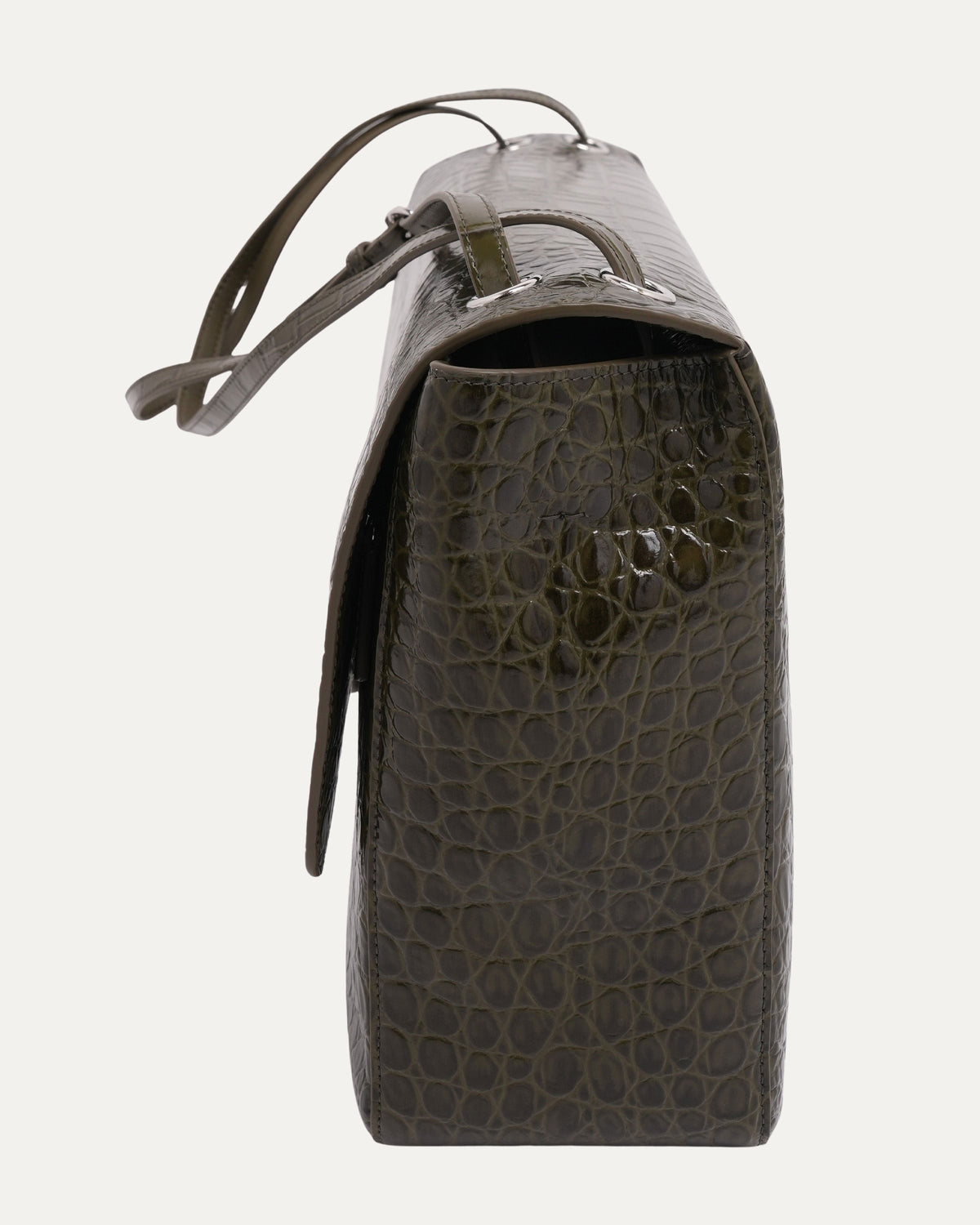 Embossed Crocodile Maxi Flap Bag