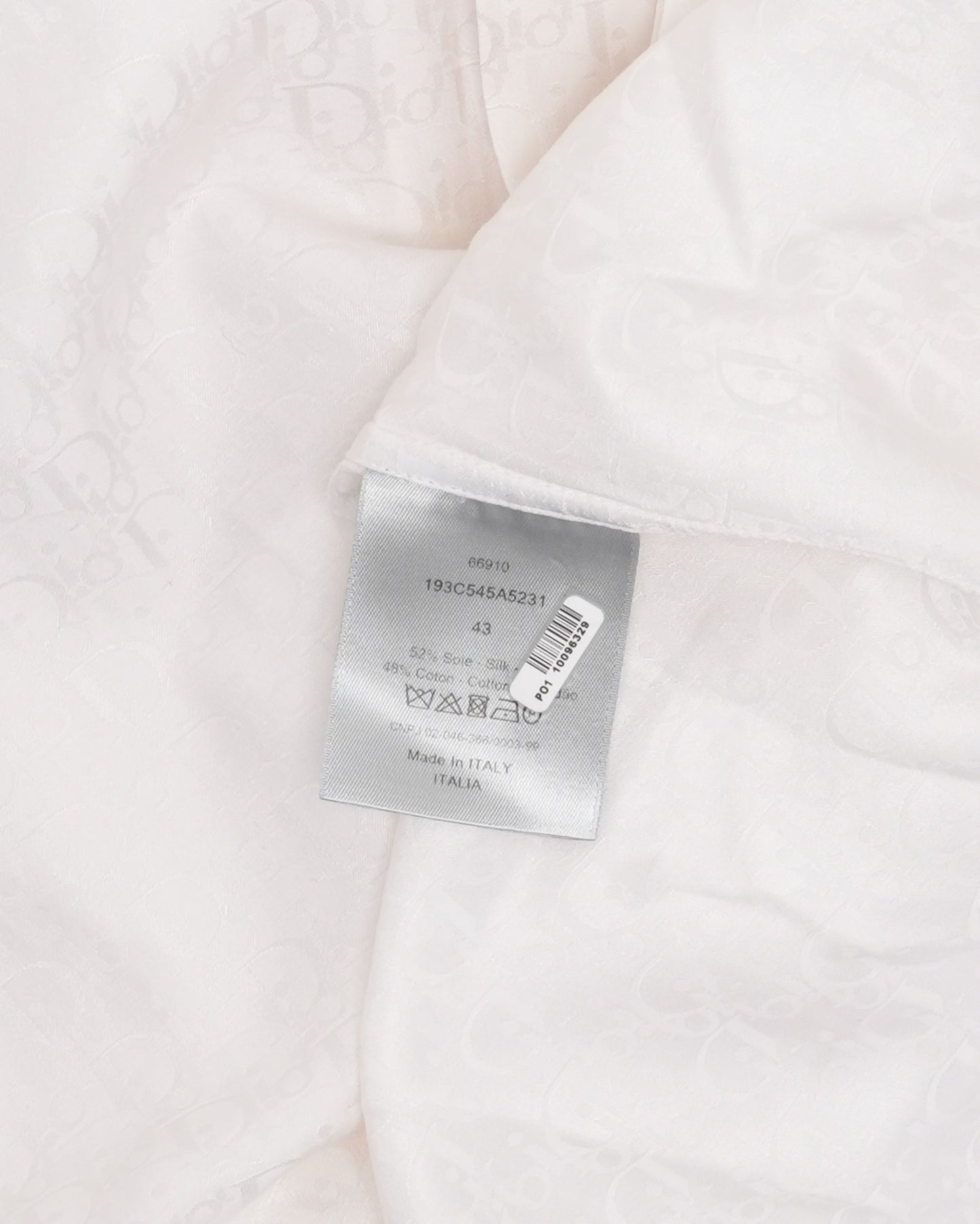 Oblique Monogram Silk Blend Short Sleeve Shirt