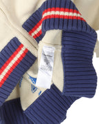 Roll Neck Intarsia Knit Cardigan