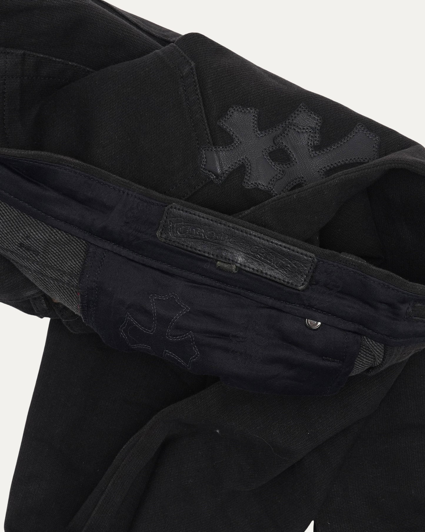 Flared Moleskin Cross Patch Pants