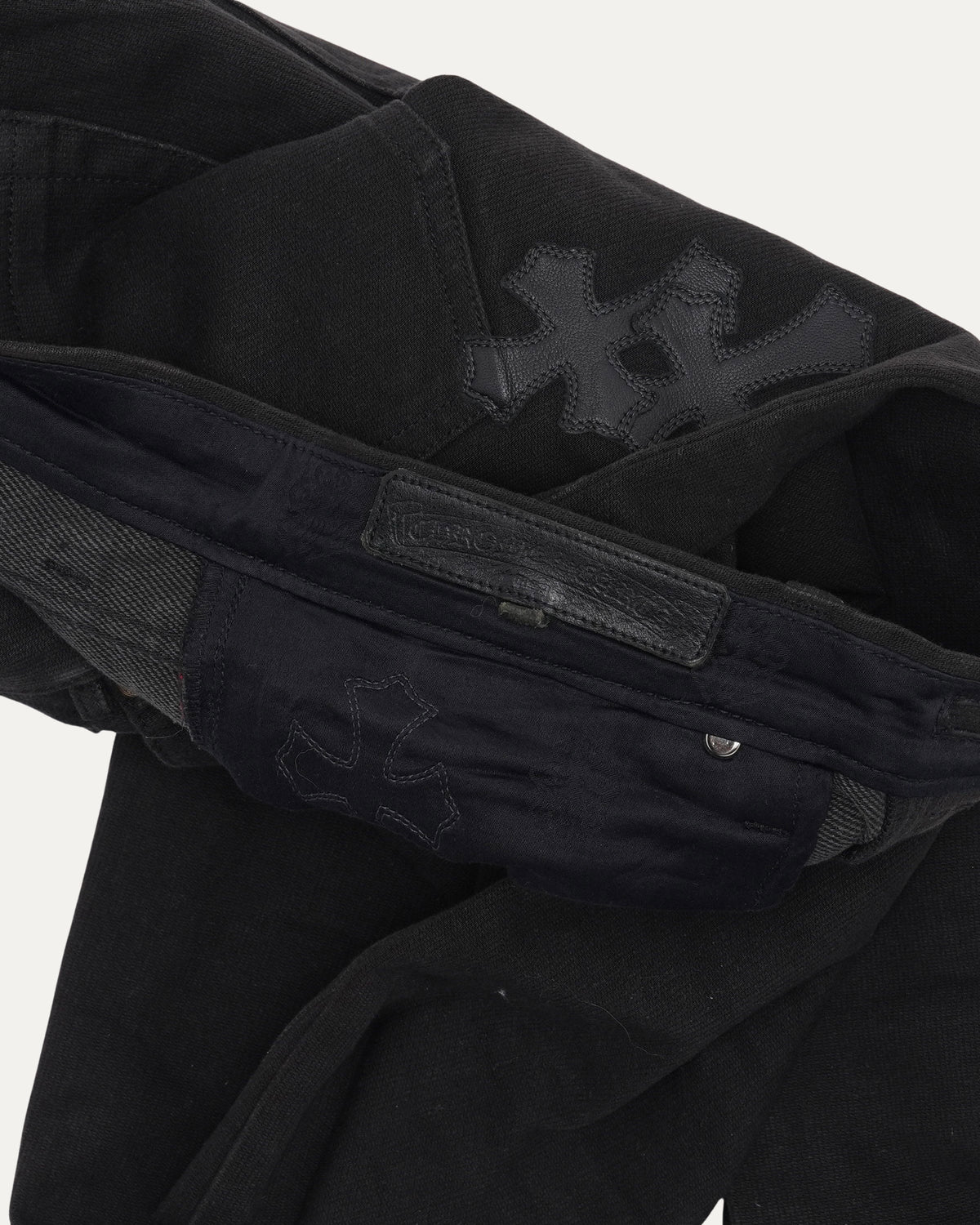 Flared Moleskin Cross Patch Pants