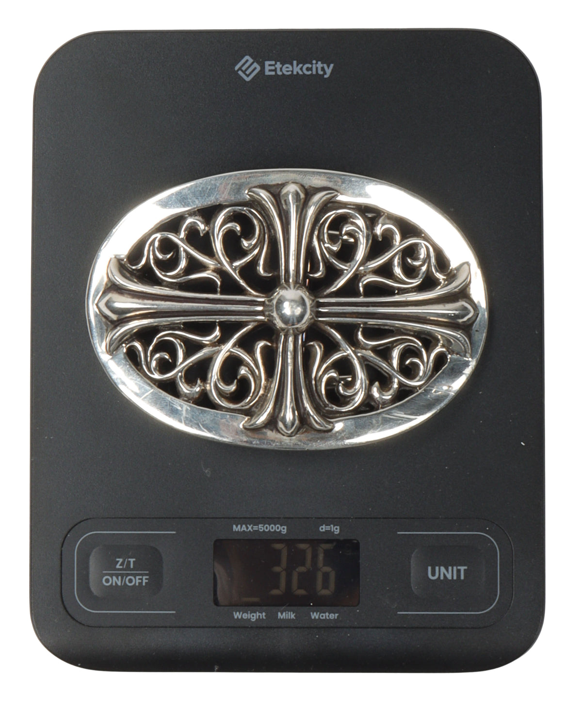 Leather Belt with XXL Oval Cross Buckle