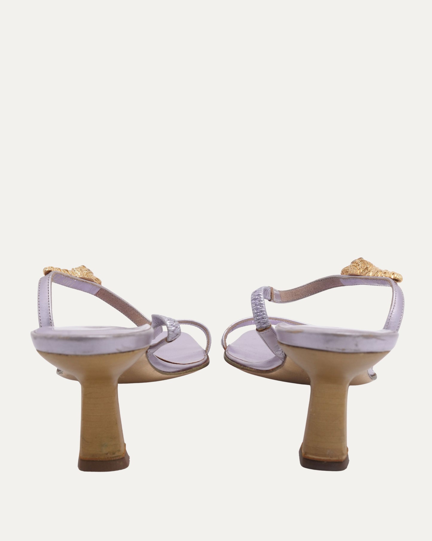Lavender Sandals With Gold Detail