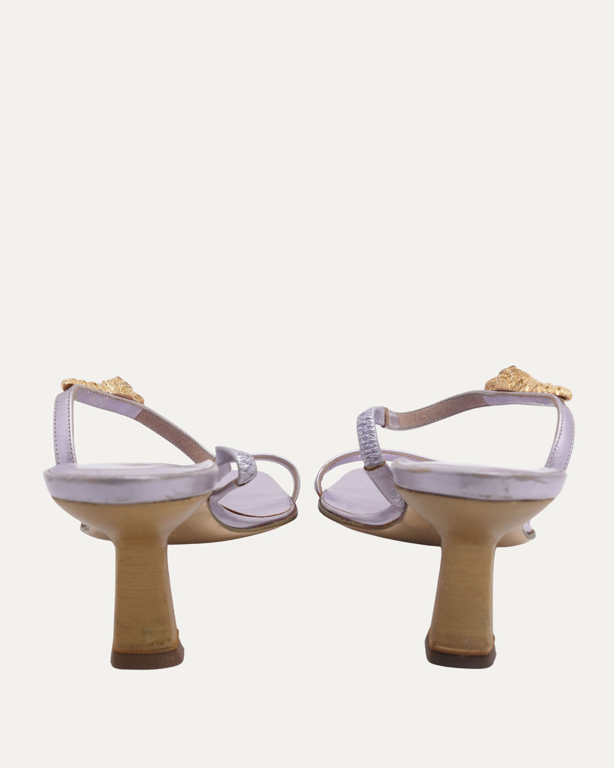 Lavender Sandals With Gold Detail