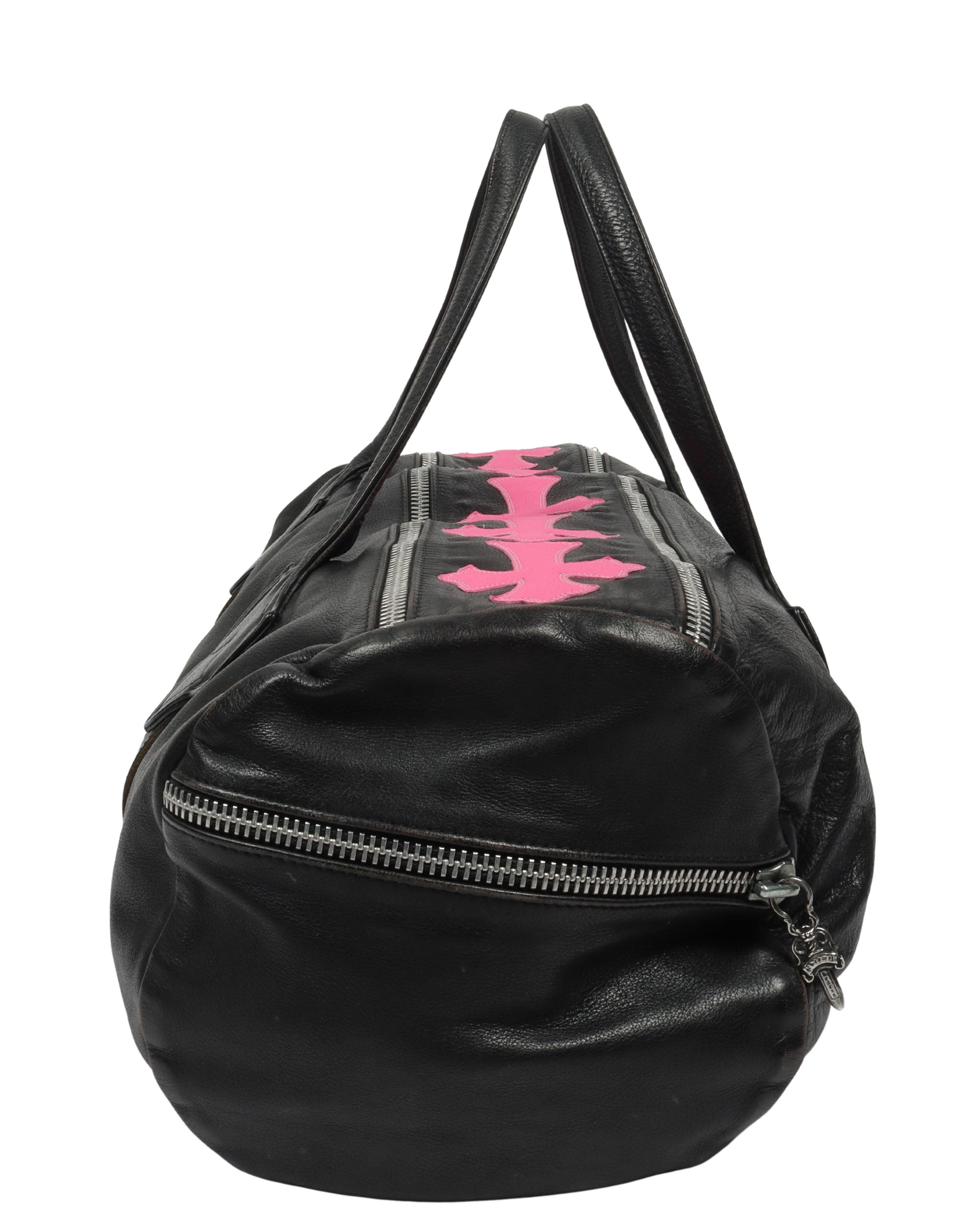 Leather Cross Patch Duffle Bag