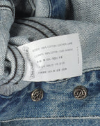 Cropped Shearling Denim Cross Patch Jacket