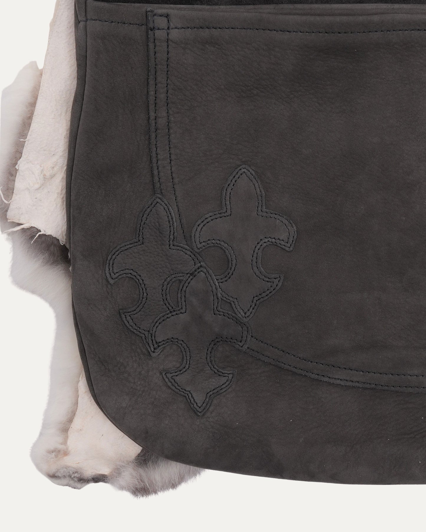 Fleur Embellished Fur Leather Messenger Bag