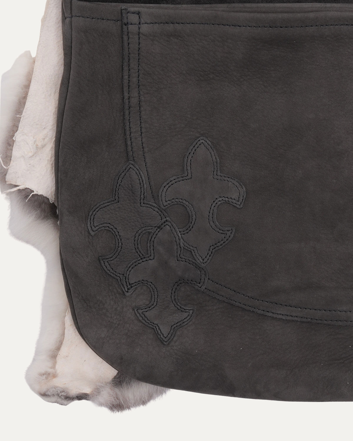 Fleur Embellished Fur Leather Messenger Bag