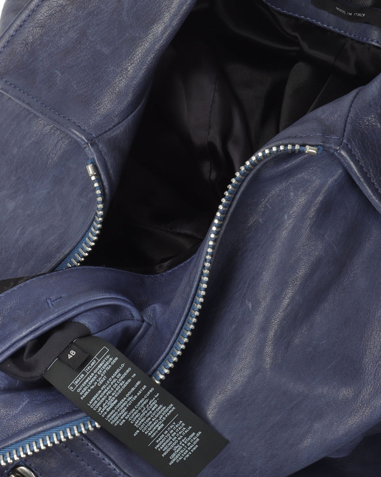 Zip-Pocket Leather Jacket