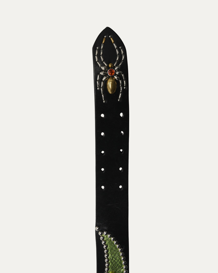 Studded Leather Snake Inlay Belt