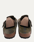 Tonal Footbed Dagger Embellished Birkenstock Boston Suede Mule