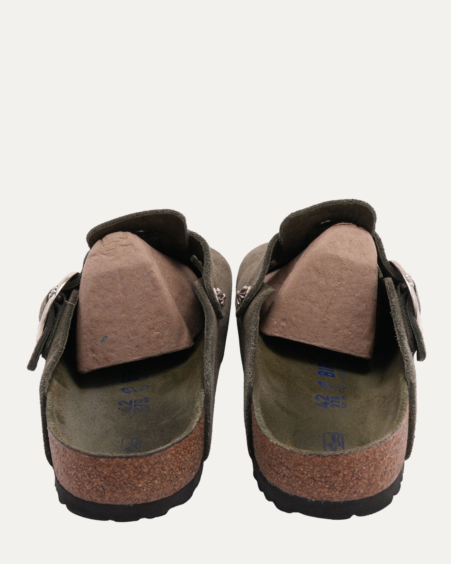 Tonal Footbed Dagger Embellished Birkenstock Boston Suede Mule