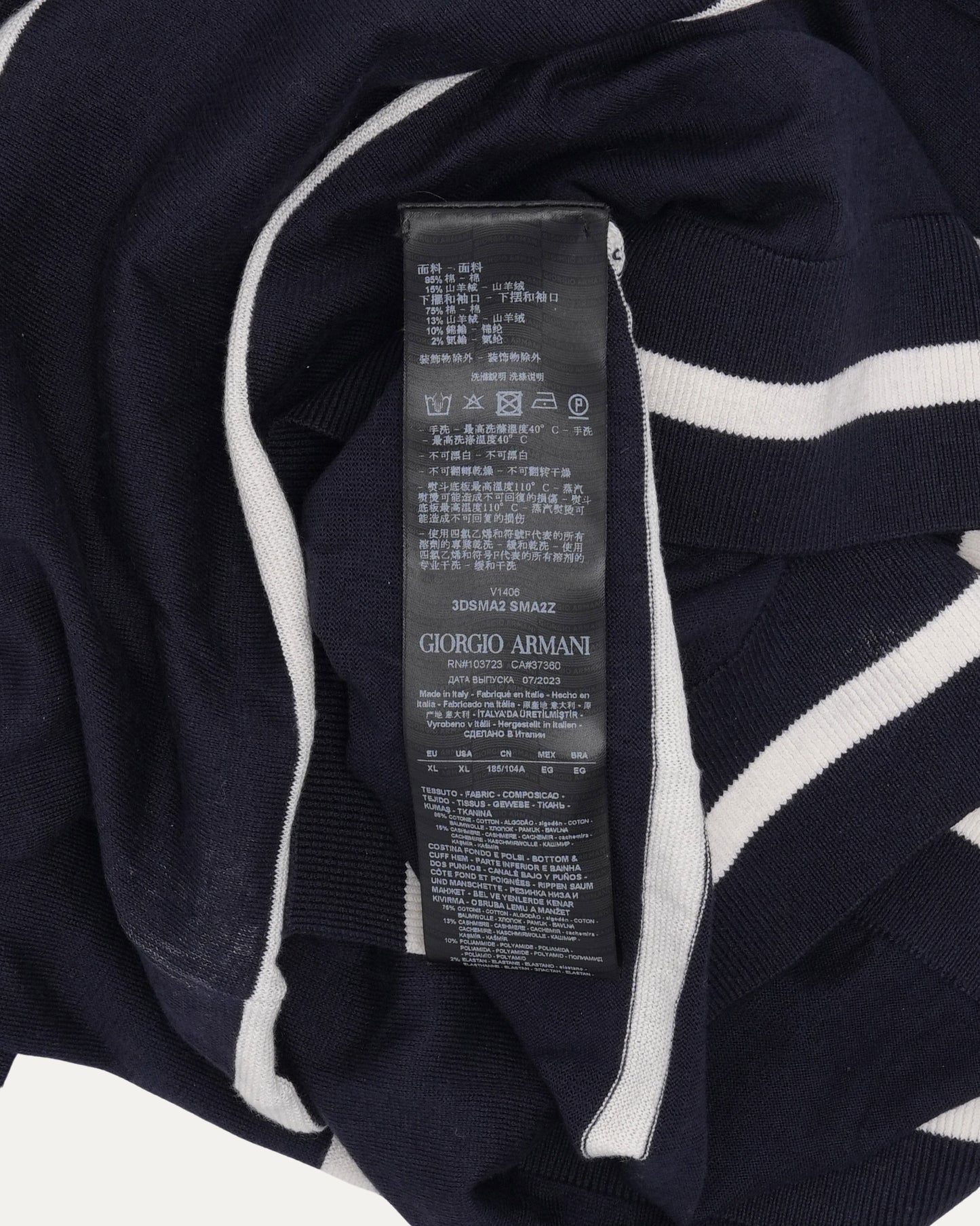 Cashmere Blend Striped Logo Sweater