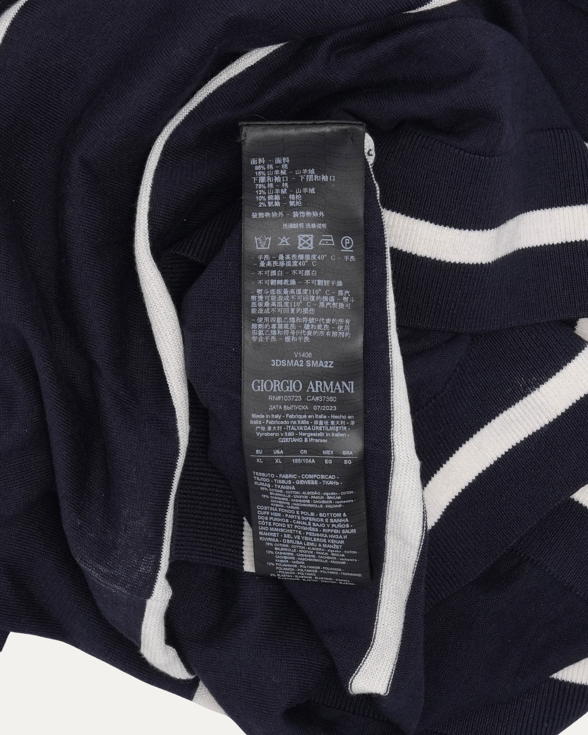 Cashmere Blend Striped Logo Sweater