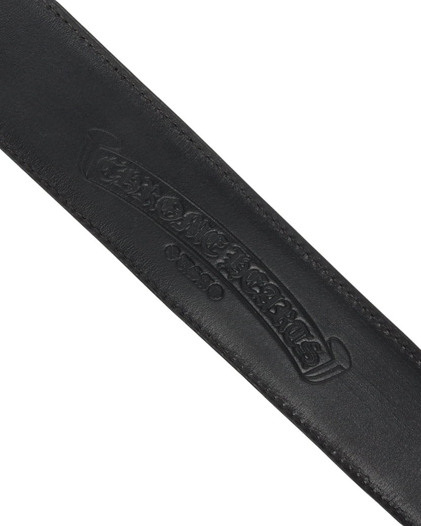 Cross Patch Leather Belt with Oval Cross Buckle