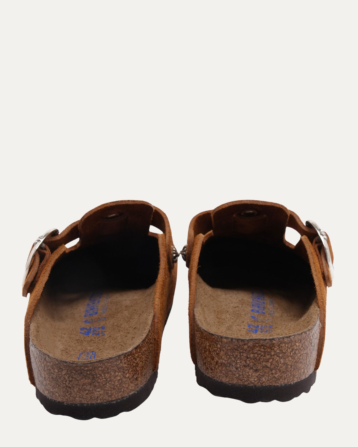 Cross Embellished Birkenstock Boston Suede Mule