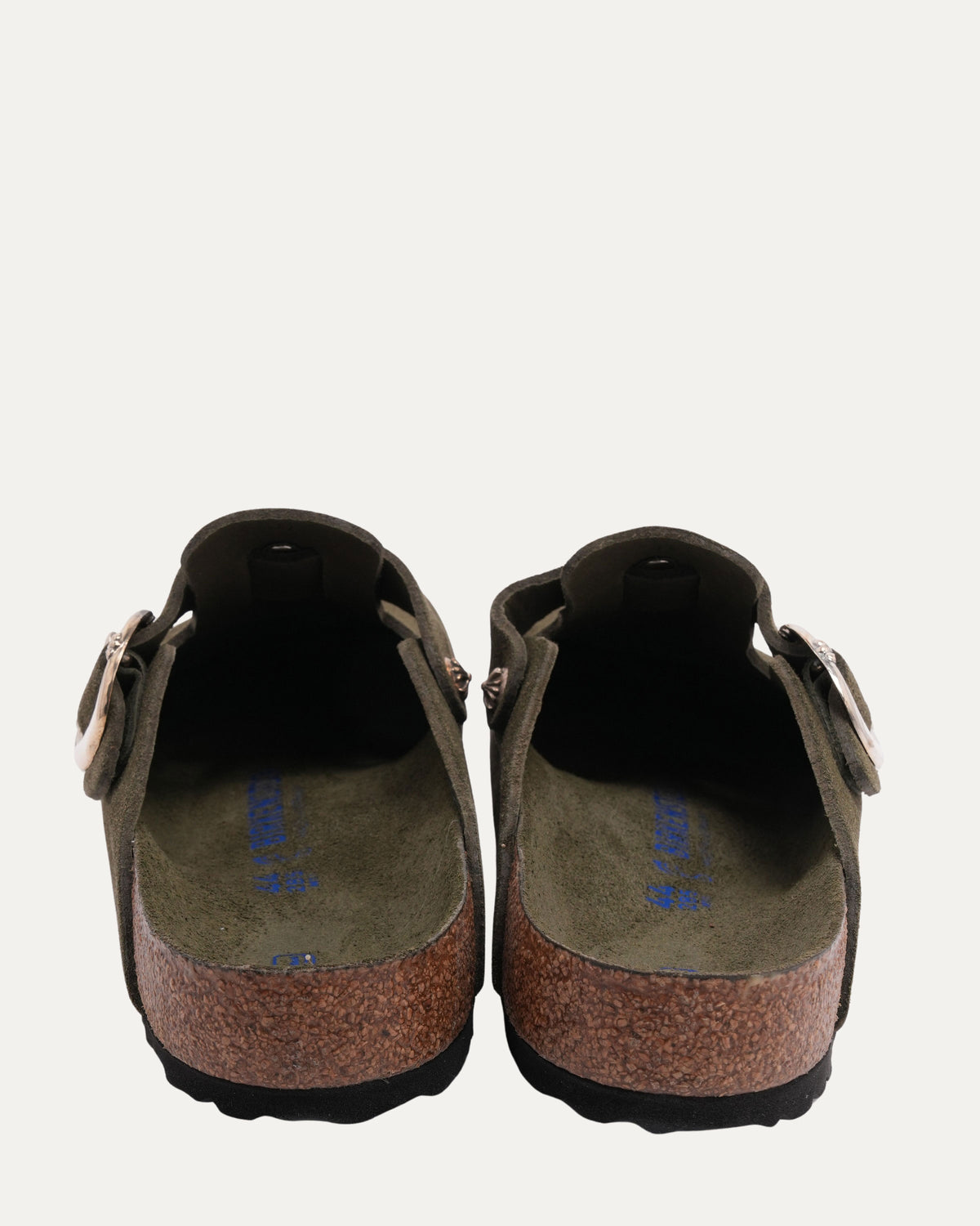 Tonal Footbed Cross Embellished Birkenstock Boston Suede Mule