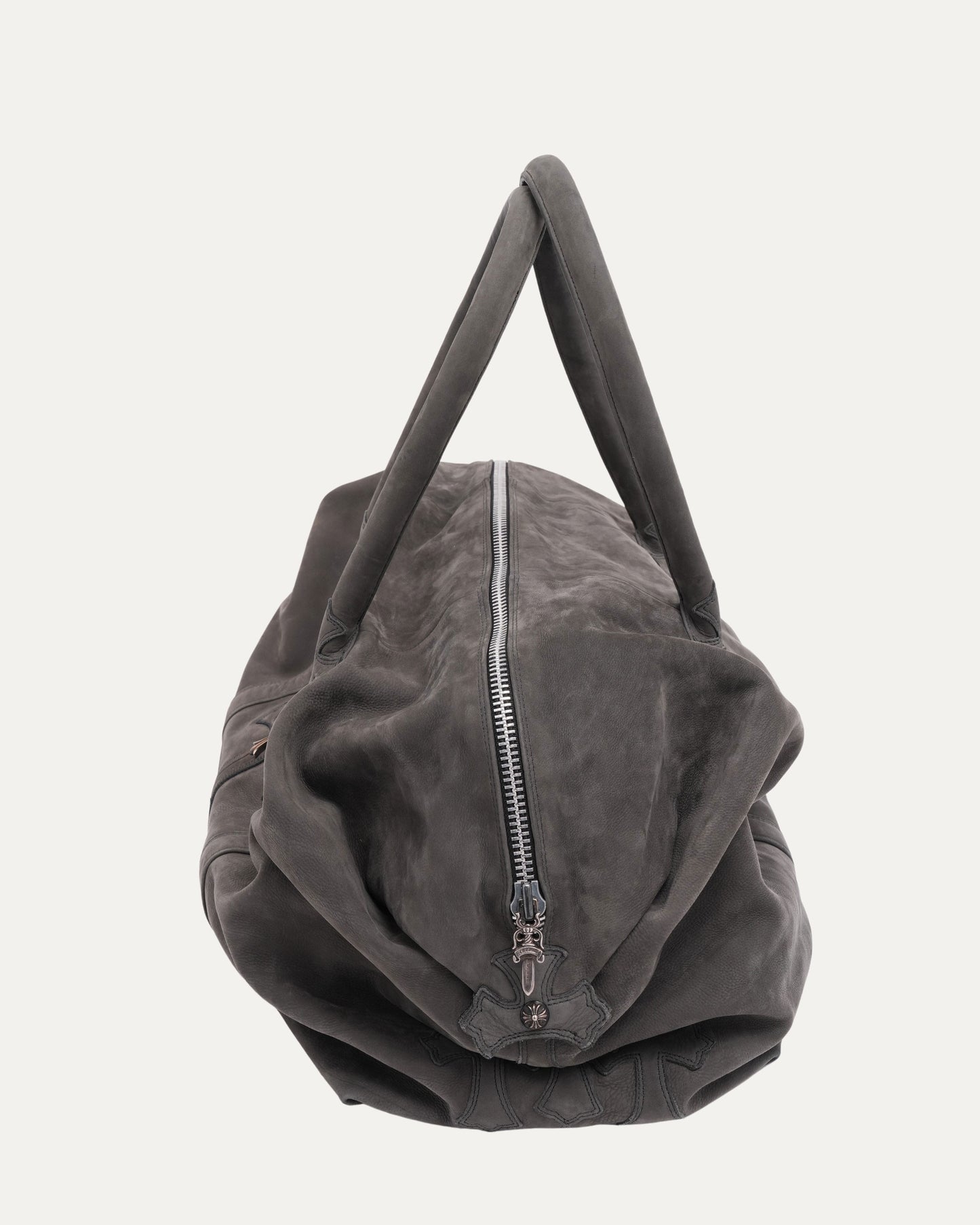 Cross Embellished Cross Patch Suede Weekender Bag