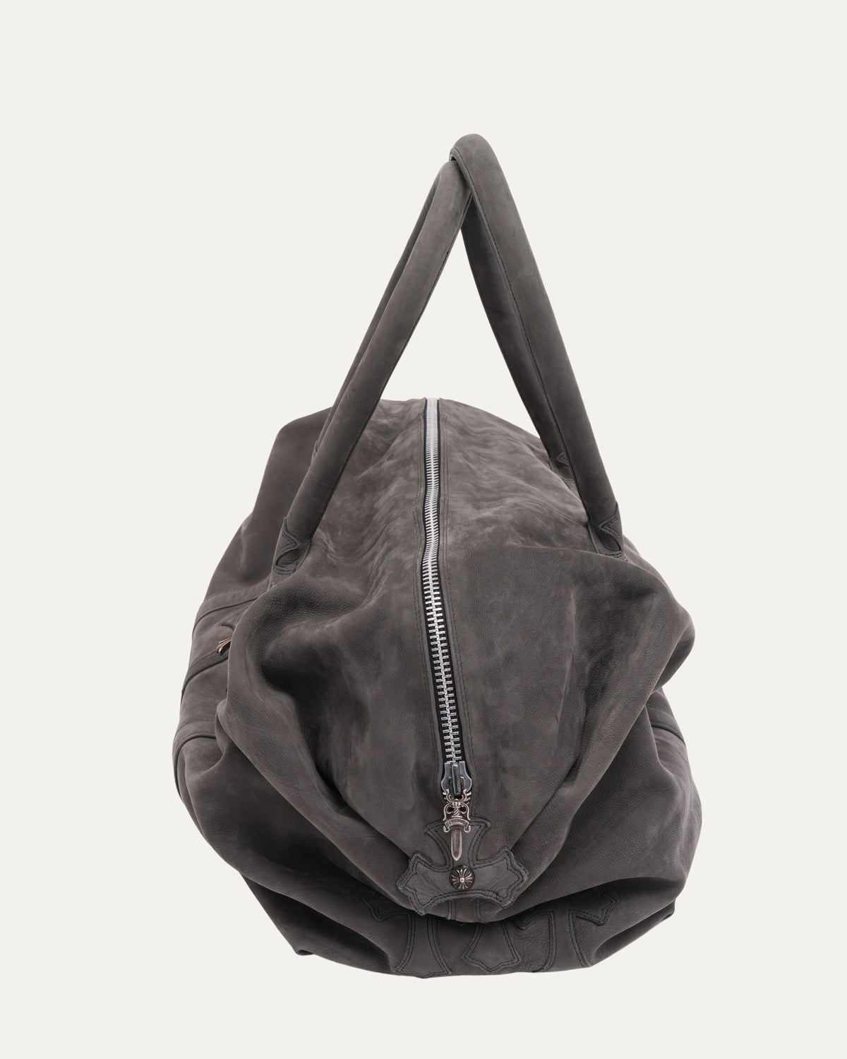 Cross Embellished Cross Patch Suede Weekender Bag