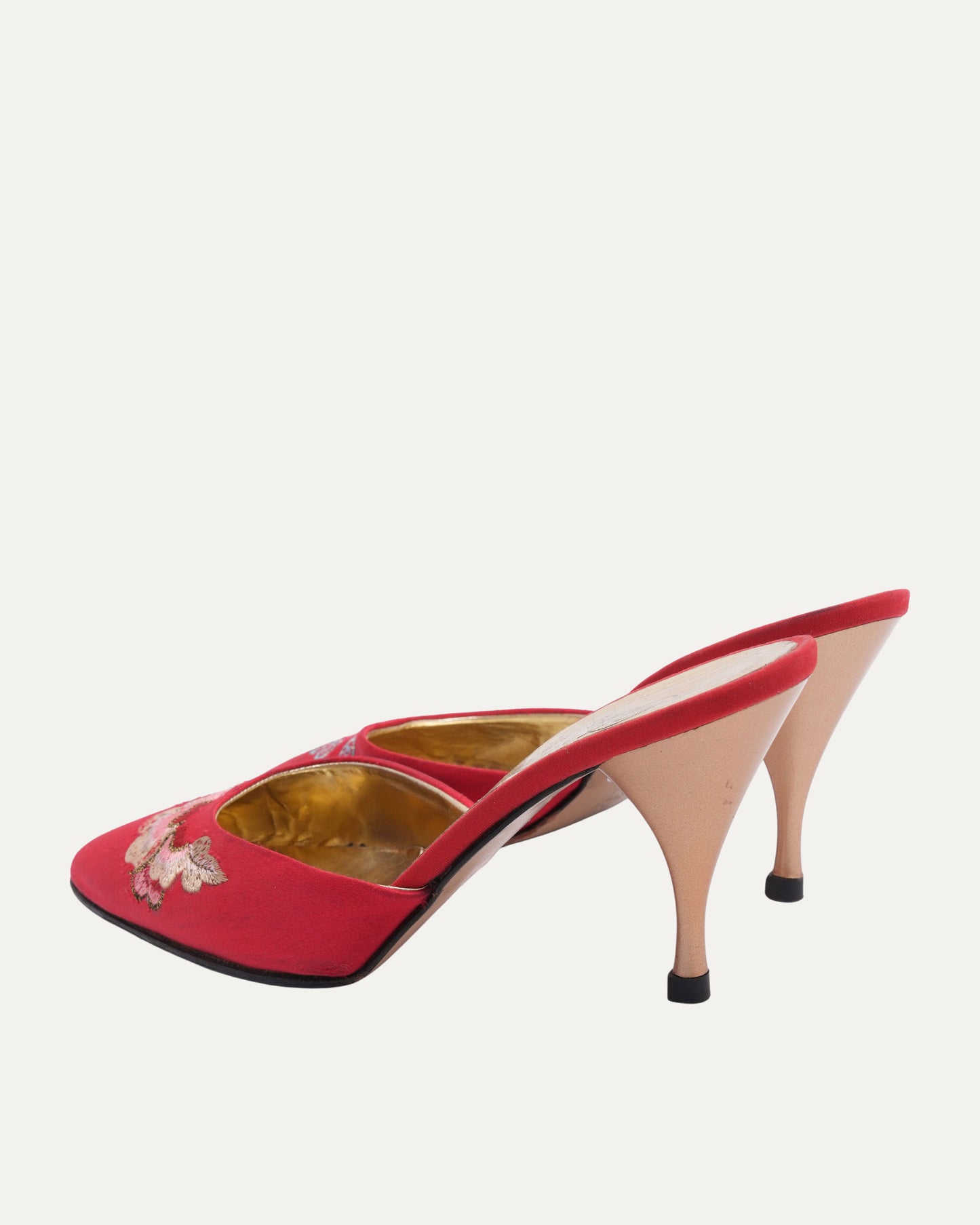 Satin Embroidered Heels