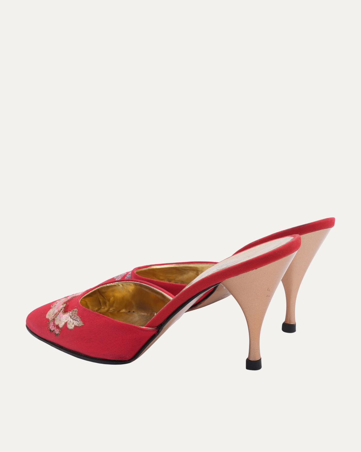 Satin Embroidered Heels