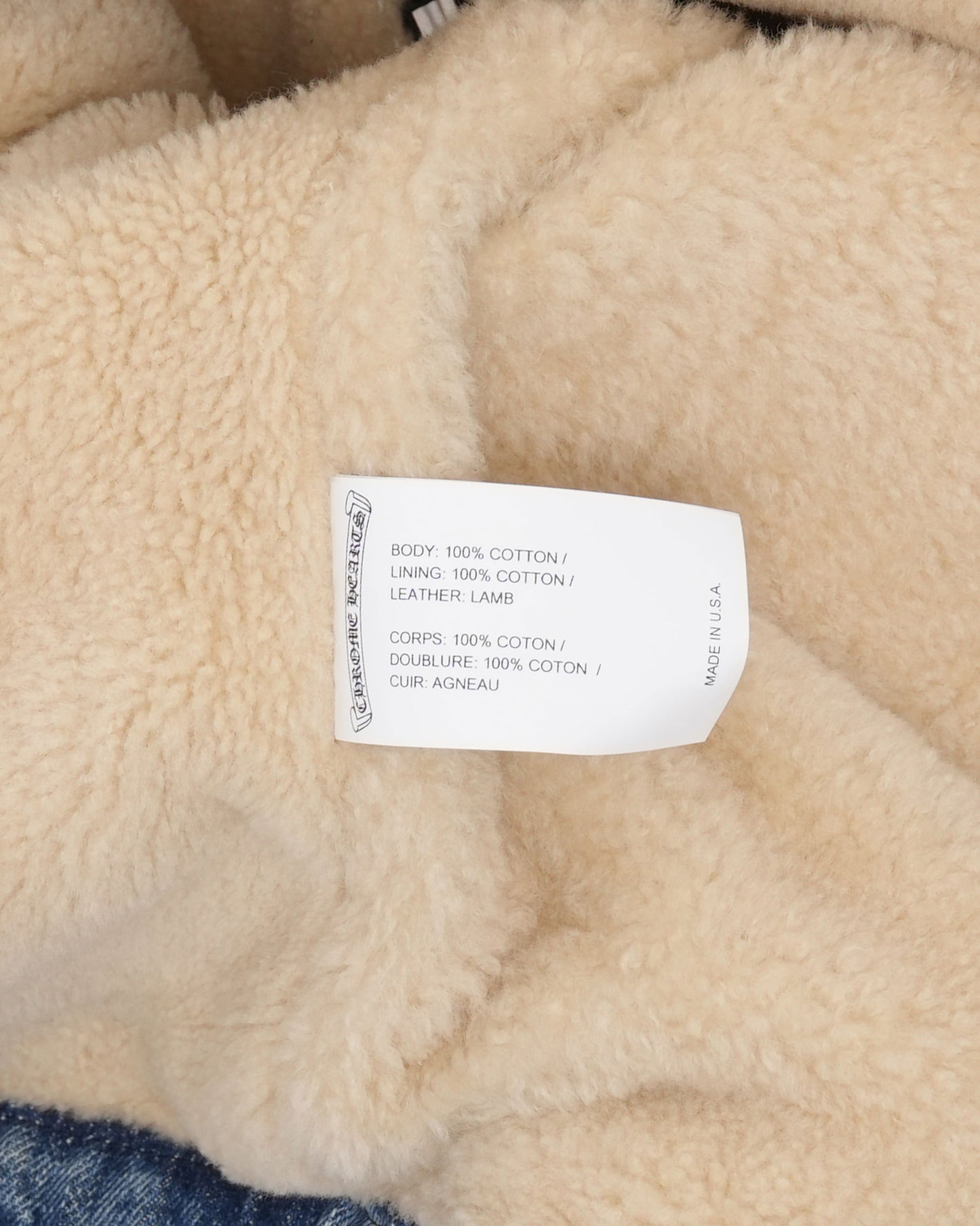 Shearling Cross Patch Denim Chore Coat