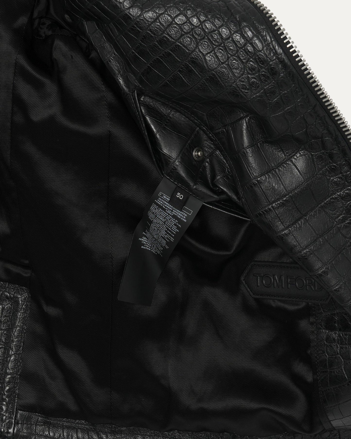 Crocodile Embossed Leather Jacket