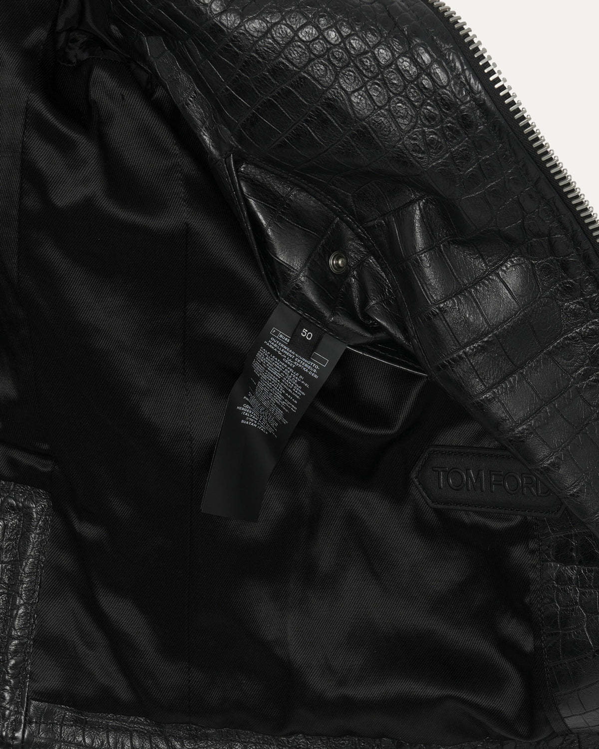 Crocodile Embossed Leather Jacket