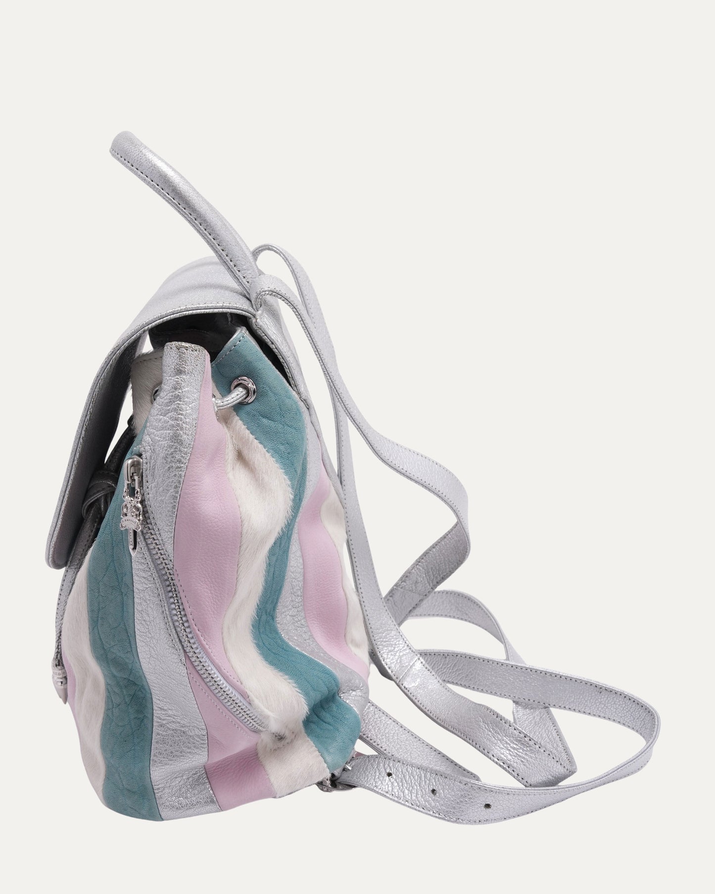 Dagger Embellished Suede Leather Striped Iggy Backpack