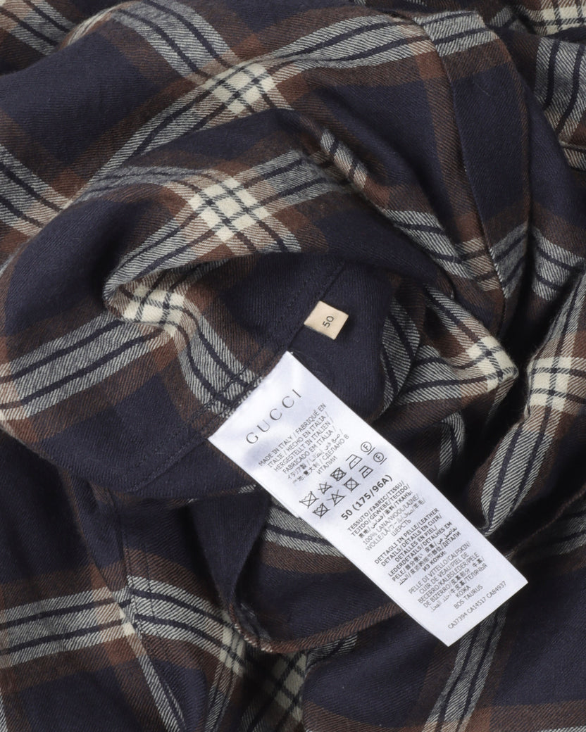 Logo Patch Checked Wool Flannel Shirt