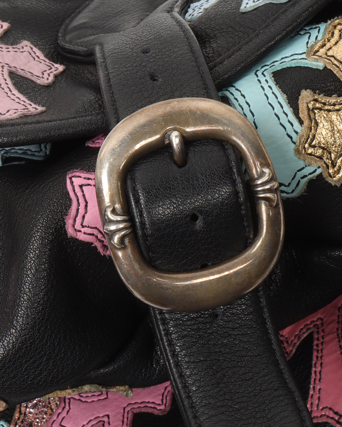 Leather XL Cross Patch Sling Bag
