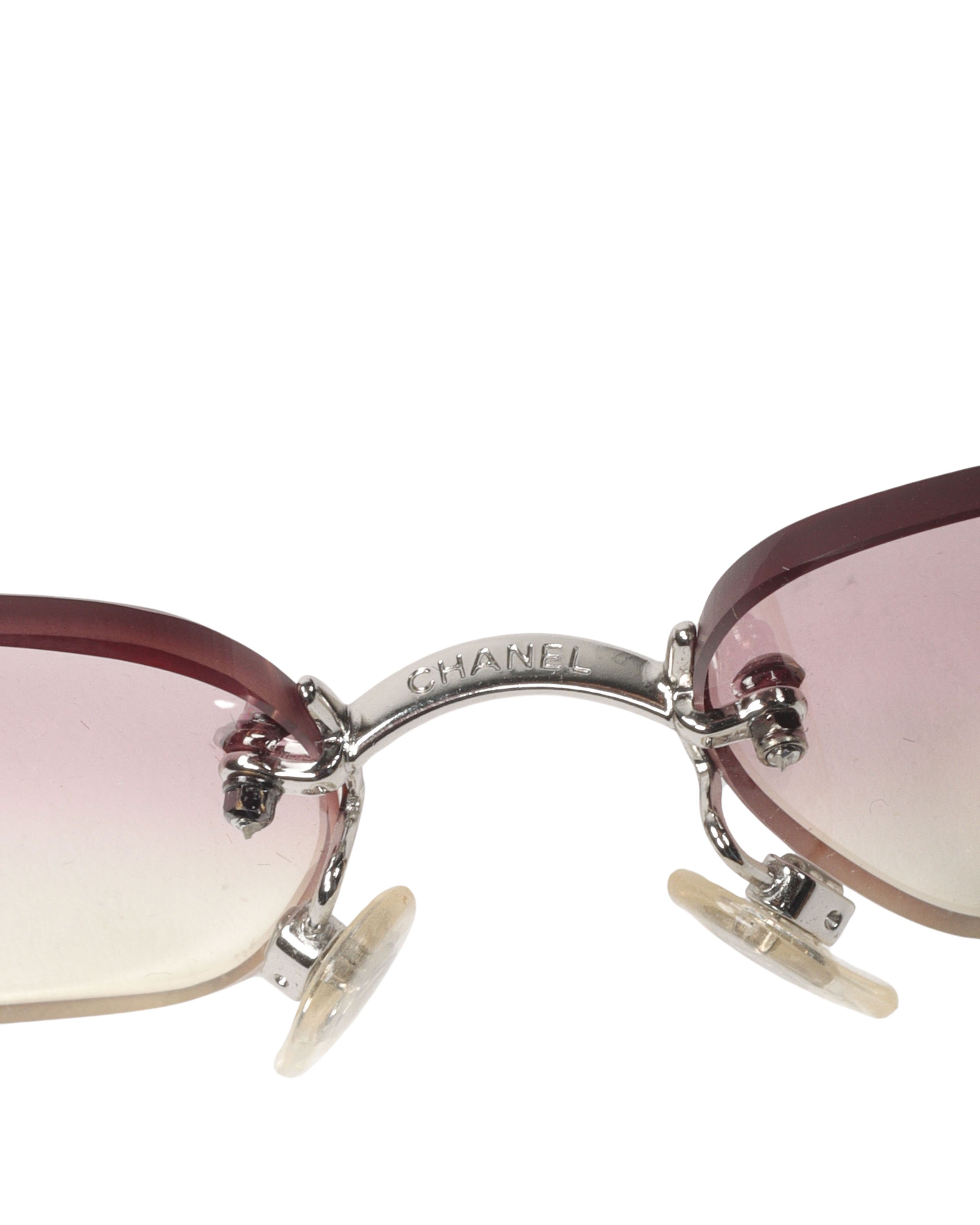 Vintage Diamond Rimless Square Sunglasses